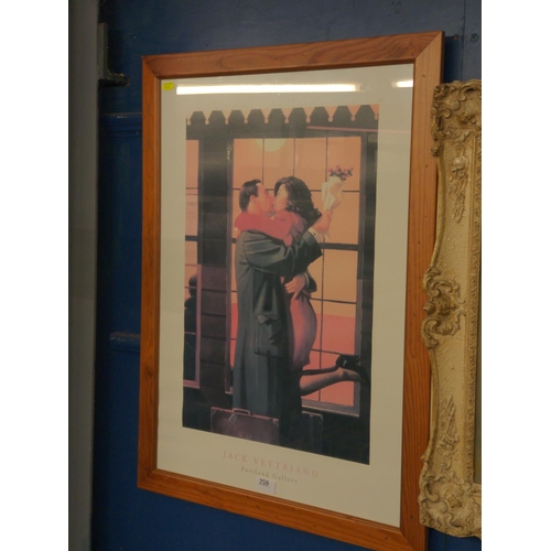 259 - Jack Vettriano framed Portland gallery print. 78cm x 58cm