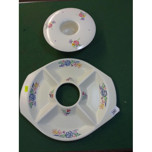 290 - Large Poole hors d'oeuvre dish and one other flower bowl