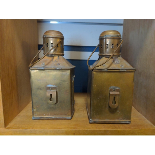 301 - Port and Starboard ships lamps in brass with plastic lens.