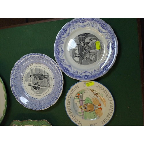 307 - Collection of plates and tea pot, ( Stechcol, Staffordshire, Opaque, Ironstone and Bovey pottery.