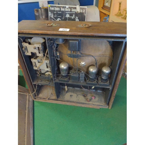 341 - Wooden cased receiver/ radio. Maker name ORMOND.