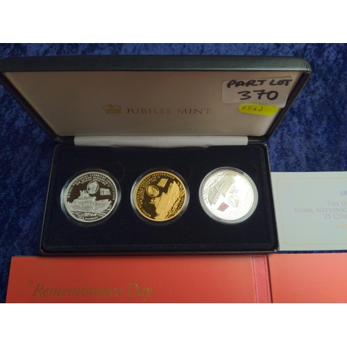 370 - Commemorative coins, including Jubilee Mint cased 2022 RNLI £5 coin collection, Jacqueline Hur... 