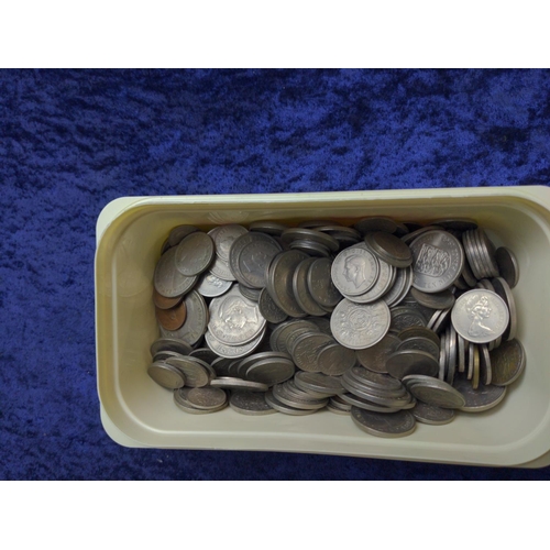 371 - Tub of mixed British coins, gross weight including tub 2.08kg