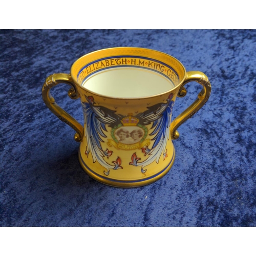 389 - Shelley George VI 1937 coronation loving cup & six assorted Royal Crown Derby ltd. ed. royal com... 