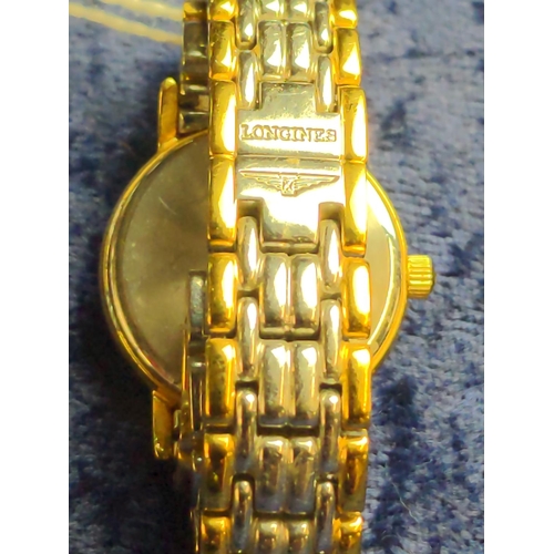 392 - Longines ladies quartz wristwatch with date aperture, with deployant clasp, model L4.220.2, case bac... 