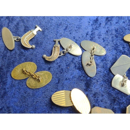 424 - Six pairs of cufflinks, including some silver