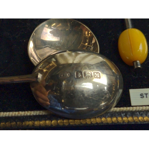 430 - Cased set of six silver coffee bean spoons, Arthur Price & Co Ltd, Birmingham 1936, gross weight... 