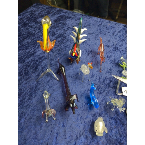 451A - Twelve glass blown animals & a stone animal