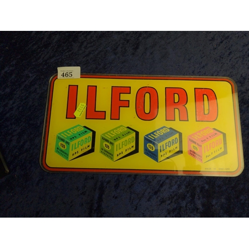 465 - Perspex Colourful Ilford Film advertising sign. L32 x H16.5cm