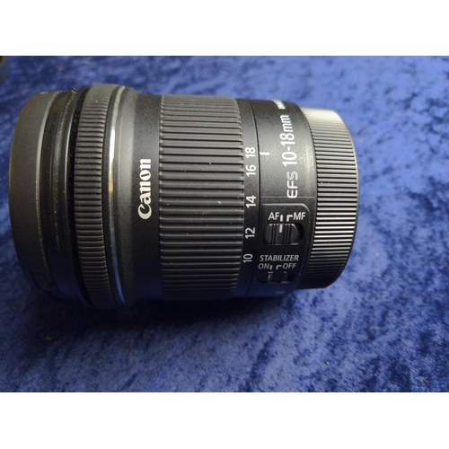 466 - Canon Lens wide angle zoom and medium zoom. Wide angle 10-18mm F4.5 Auto or manual focus with stabil... 