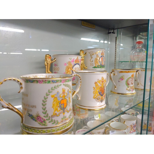 510 - Collection of six large Commemorative Loving Cups.Inc, Royal Albert, Shelley and Royal Doulton. All ... 