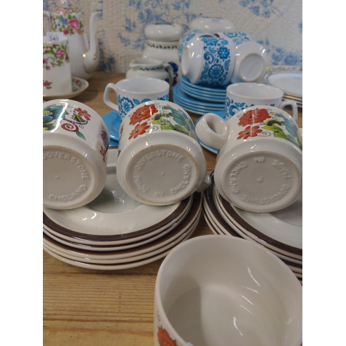 541 - Tams tea set plus Taunton Vale, Doverstone cups and plates.