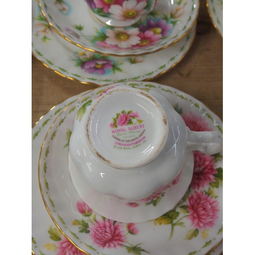 543 - Royal Albert Flower of the month series tea cup and saucer sets. With April missing and Feb cup miss... 