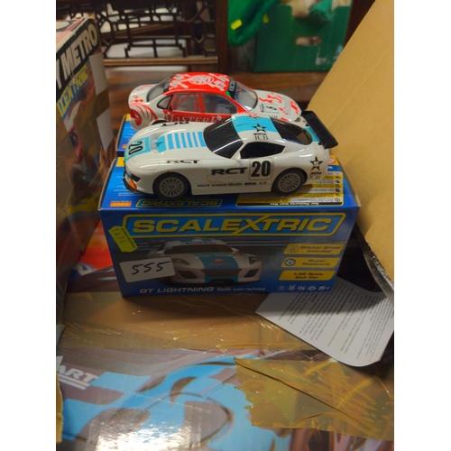 555 - Scalextric boxed mighty Metro and Jaguar challenge, BOXED Vectra and GT Lightening plus extra track.