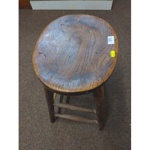 571 - Elm seated cut down stool W38 D33 H51.5