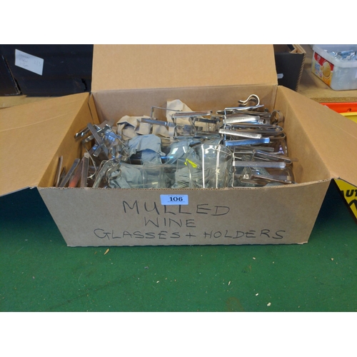106 - Large box of hot drink glasses and holders