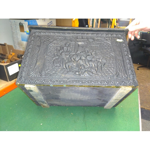 109 - Painted brass fireside box