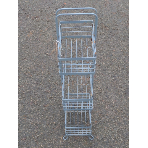 141 - Small metal mesh 3 tier stand. H73cm