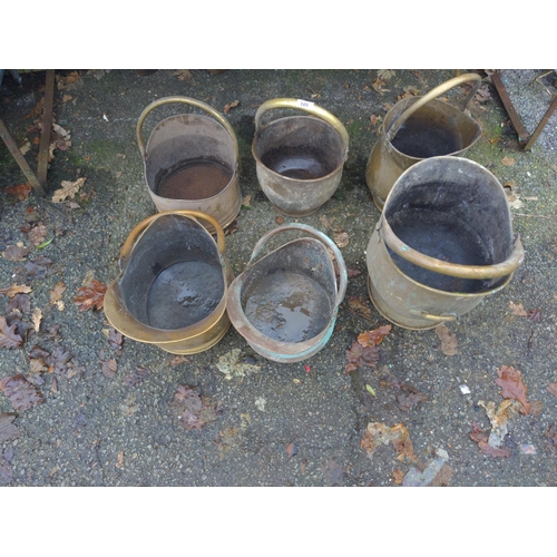 149 - 6 copper & brass coal scuttles