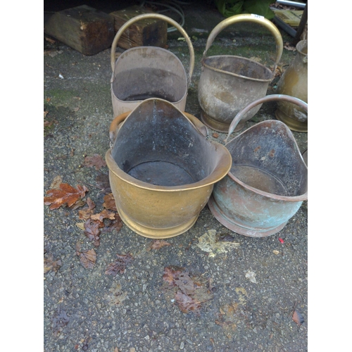 149 - 6 copper & brass coal scuttles