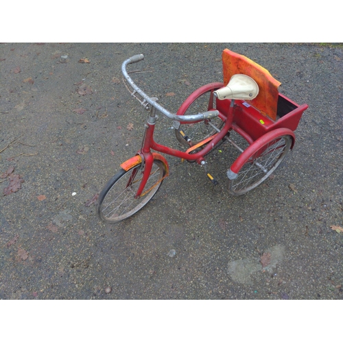 155 - Vintage Child's tricycle with rear pannier, solid rubber tyres