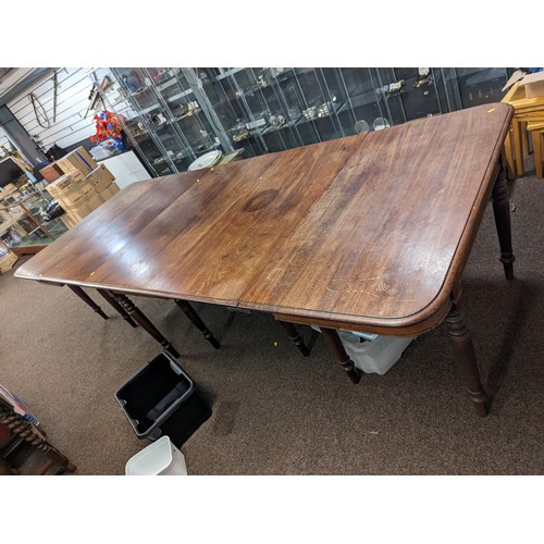 563 - Extra large three part extending table C19th  Mahogany D end table . Extended, L295 W123 H 73cm