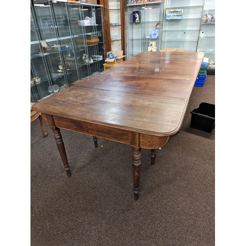 563 - Extra large three part extending table C19th  Mahogany D end table . Extended, L295 W123 H 73cm