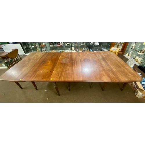 563 - Extra large three part extending table C19th  Mahogany D end table . Extended, L295 W123 H 73cm