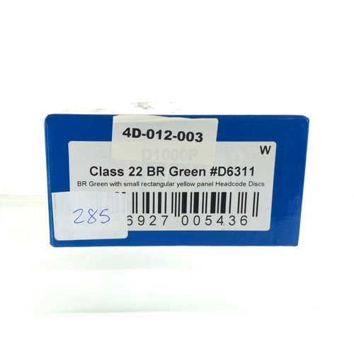 285 - Class 22 Diesel D6311 BR Green with amended peaked yellow panel Headcode discs, DCC ready. Manufactu... 