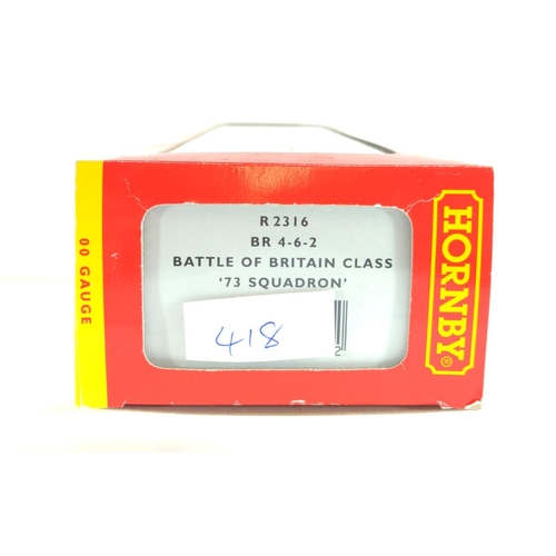 418 - BR 4-6-2 Battle of Britain Class 73 Squadron, DCC ready. Manufactured by Hornby. Makers Catalogue no... 