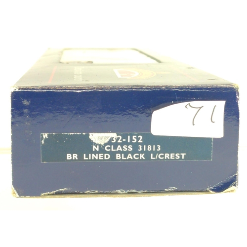 71 - N Class 31813 BR Lined Black L/Crest. Manufactured by Bachmann. Makers Catalogue no 32-152