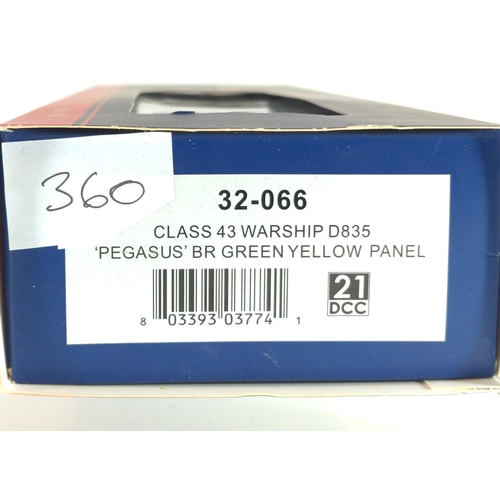 360 - Class 43 Warship D835 Pegasus BR Green Yellow Panel, DCC ready. Manufactured by Bachmann. Makers Cat... 