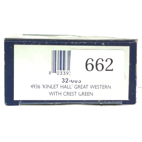 662 - 4936 Kinlet Hall Great Western Crest Green Locomotive No leaflets or cardboard inner slip, DCC ready... 