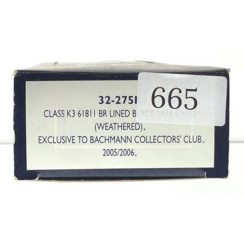 665 - Class K3 61811 BR Lined Black L/Crest (weathered) Exclusive to Bachmann CC 2005/2006, DCC ready. Man... 