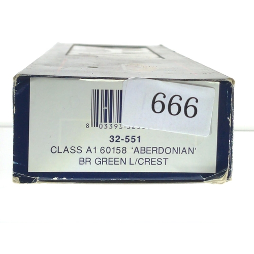 666 - Class A1 60158 Aberdonian BR Green L/Crest, No leaflets. Manufactured by Bachmann. Makers Catalogue ... 