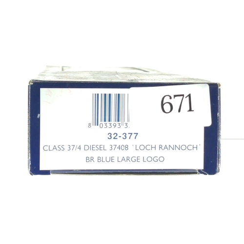 671 - Class 37/4 Diesel 37408 Loch Rannoch BR Blue Logo. Manufactured by Bachmann. Makers Catalogue No 32-... 