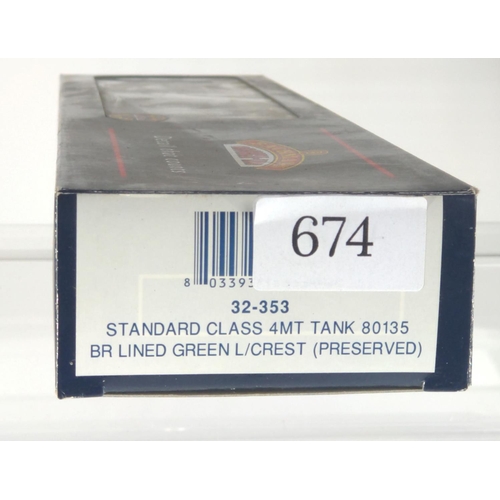 674 - Standard Class 4MT Tank 80135 BR Lined L/Crest (Preserved). Manufactured by Bachmann. Makers Catalog... 