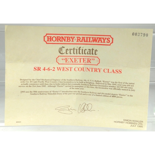 739 - Ltd Edition 3790 of 4000 SR 4-6-2 West Country Class Exeter in wooden presentation box. Manufactured... 