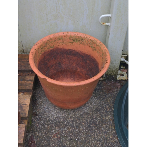 46 - Terracotta pot. D41cm H34cm together with strawberry planter H27cm D30cm