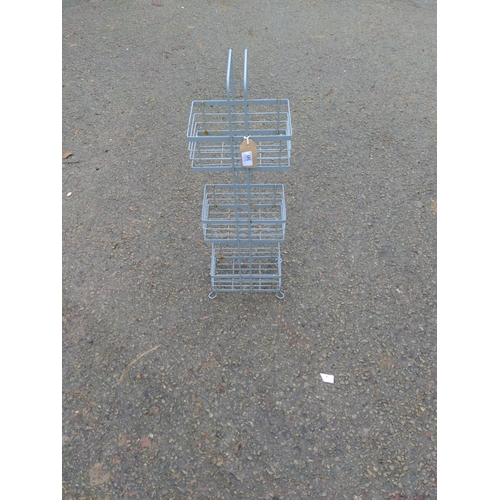 48 - Small metal mesh 3 tier stand. H73cm