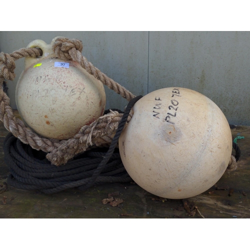 37 - 2 small lobster pot buoys with rope