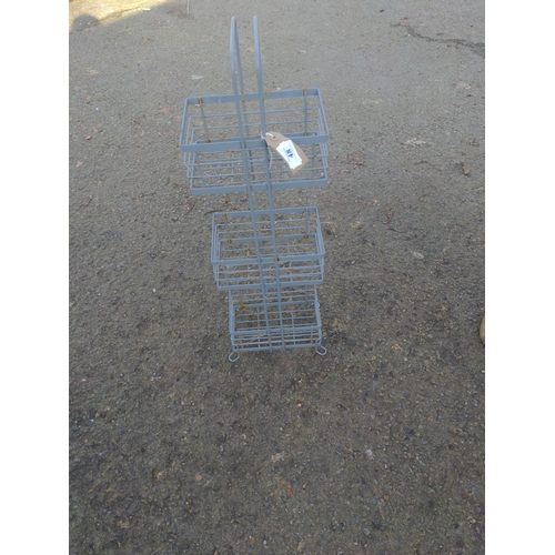 48 - Small metal mesh 3 tier stand. H73cm