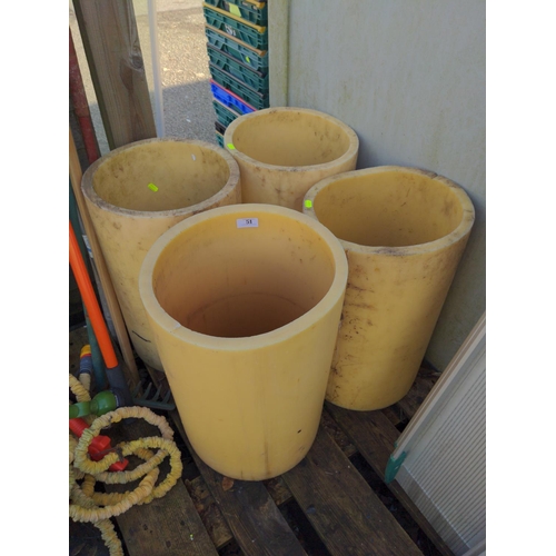 51 - 4x pipe cross sections / rhubarb forcers. H50cm D31cm