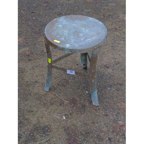 56 - Vintage metal stool. H33cm