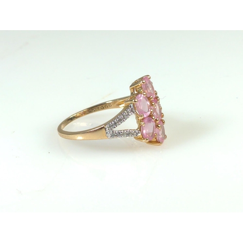 409 - 9ct gold & coloured stone ring, size O, 3.25 grams