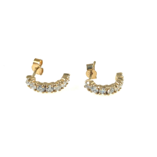 412 - Three pairs of earrings, including: a pair of 14ct gold & white stone studs, gross weight 0.83 g... 