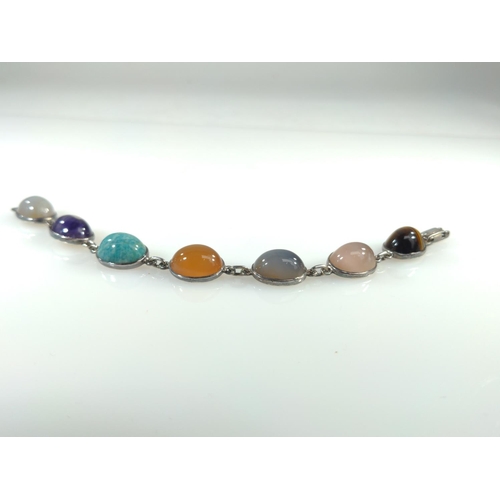 421 - Silver & multi-gem bracelet, length 180mm, gross weight 22.7 grams