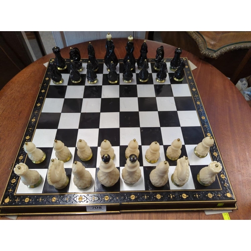 Chess set with metal chess board 47 x 47cm, height of tallest chess ...