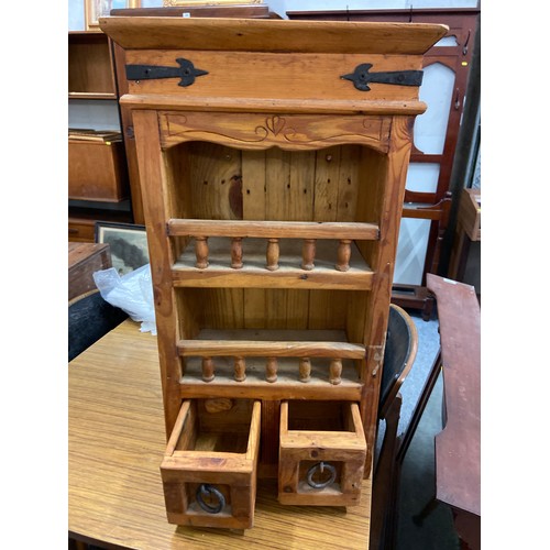 605A - Rustic Mexican style spice cupboard with two drawers and two shelves. Dimensions H 70 D22 W36 cm