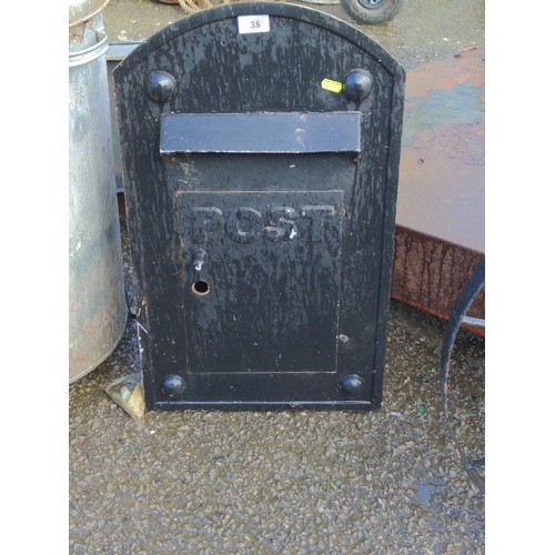 38 - Metal post box. H64cm